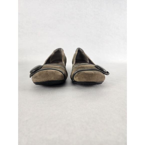 Ecco Womens Suede Flats Size US 8/8.5 Dark Green Cottagecore - Picture 3 of 9